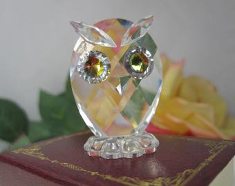SWAROVSKI UIL KLEIN, Schattige vintage kristallen uil uit de jaren 70, niet meer in productie, TB598