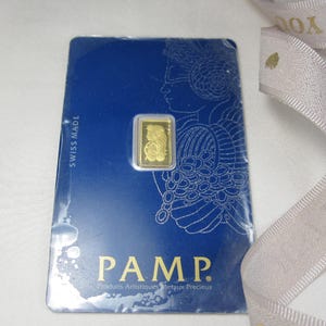 Collectible 1 gram 1g PAMP Suisse 999.9 Gold Bar - Lady Fortuna solid gold bar, G21