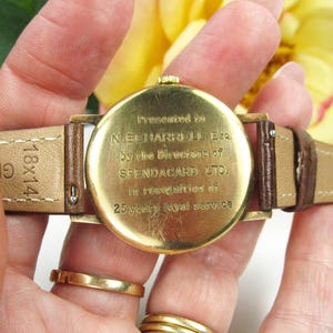 Vintage 9kt gouden herenpolshorloge Verity Incabloc nieuwe leren armband, Zwitsers mechanisch horlogekast, werkende staat, W25 afbeelding 14