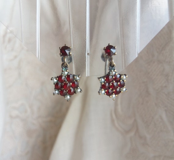 Vintage bohemian garnet silver earring, Bohemian … - image 5