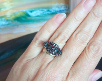 Vintage boho-granaatzilveren ring, ,G92