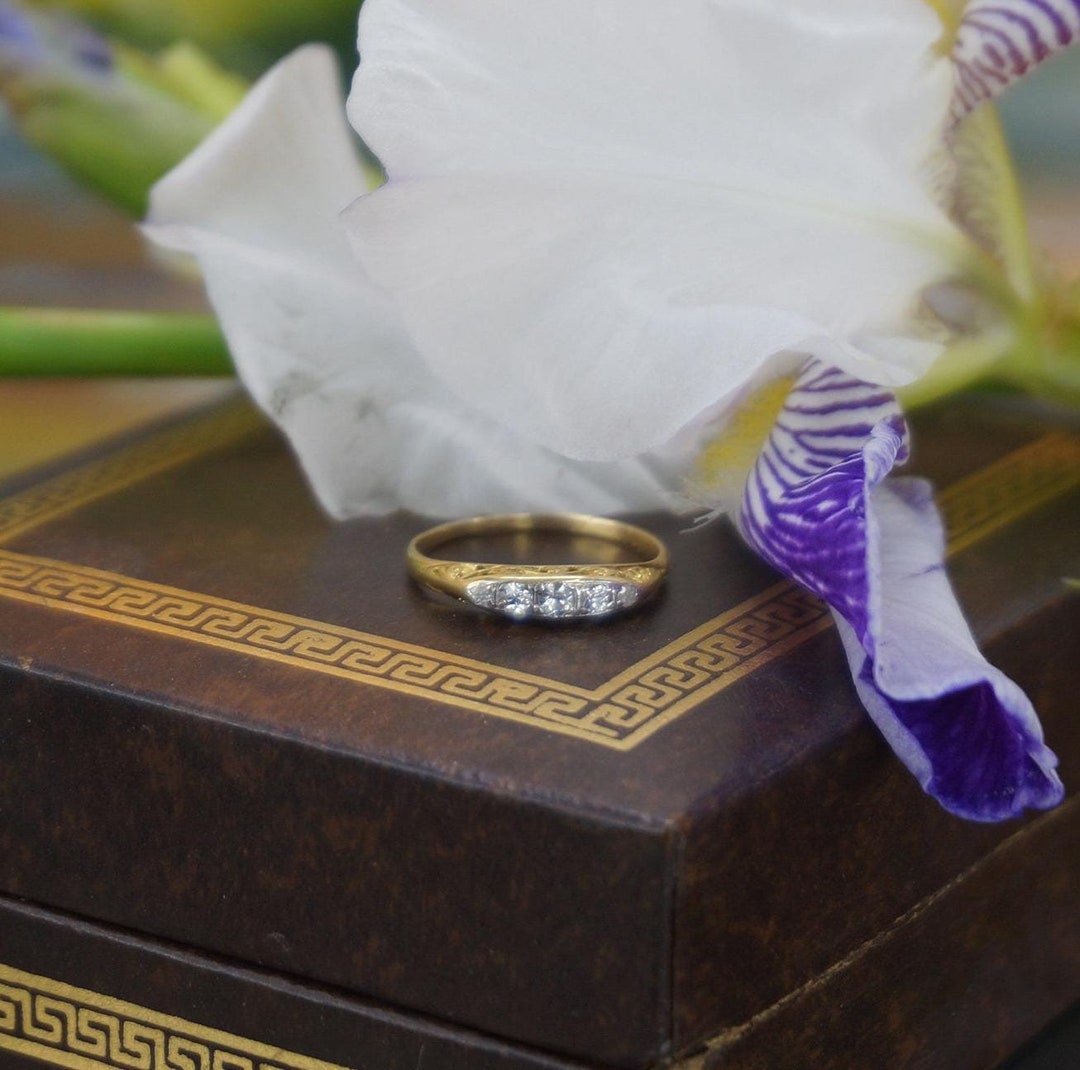 Edwardian 18ct Gold and Old Cut Brilliant Diamond Five Stone Ring ...