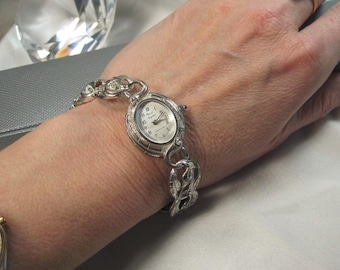 Sterling Silver women wrist watch with new battery, Marcel Signature 7 3/4 inch, W9