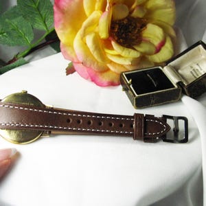 Vintage 9kt gouden herenpolshorloge Verity Incabloc nieuwe leren armband, Zwitsers mechanisch horlogekast, werkende staat, W25 afbeelding 8
