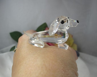 SWAROVSKI Teckel, schattige vintage kristallen teckel uit de jaren 80, TB595