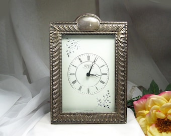 Vintage silver framed mantel clock, by R Carr, Sheffield 1997, TLJ5