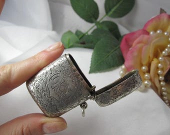 Antieke vesta-kast, zeldzaam Engels Victoriaans sterlingzilver verzamelstuk, TB316