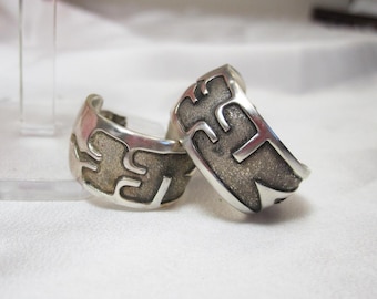 Large Sterling Silver earrings, Native American Earrings, Signed Jay Boyd Navajo Jewelry, Statement Sterling Earrings VS6