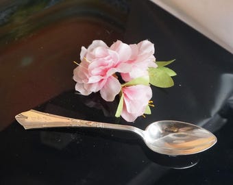 Cucchiaio antico russo in argento 875, Cucchiaino da tè in argento, Cucchiaio antico con monogramma JS, TLJ18