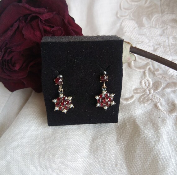 Vintage bohemian garnet silver earring, Bohemian … - image 6