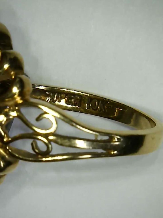 Vintage 10kt Gold Ruby Flower Ring, July Birthsto… - image 8