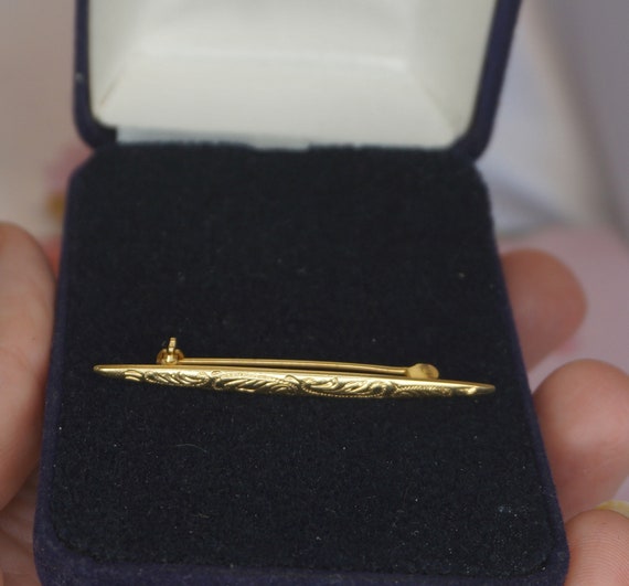 Edwardian 8ct Gold Bar Brooch,Gold Tie pin brooch… - image 3