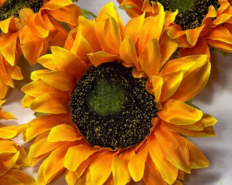 Cabeza de girasol artificial para boda, cabeza de girasol de 4,5 pulgadas, flores artificiales para manualidades, suministros para bodas, girasol grande, flor falsa
