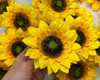 Cabeça de girassol para casamento Girassol artificial 3” Cabeça de flor Artesanato Suprimentos Cabeça de girassol para casamento Decoração para casa DIY Flor de girassol