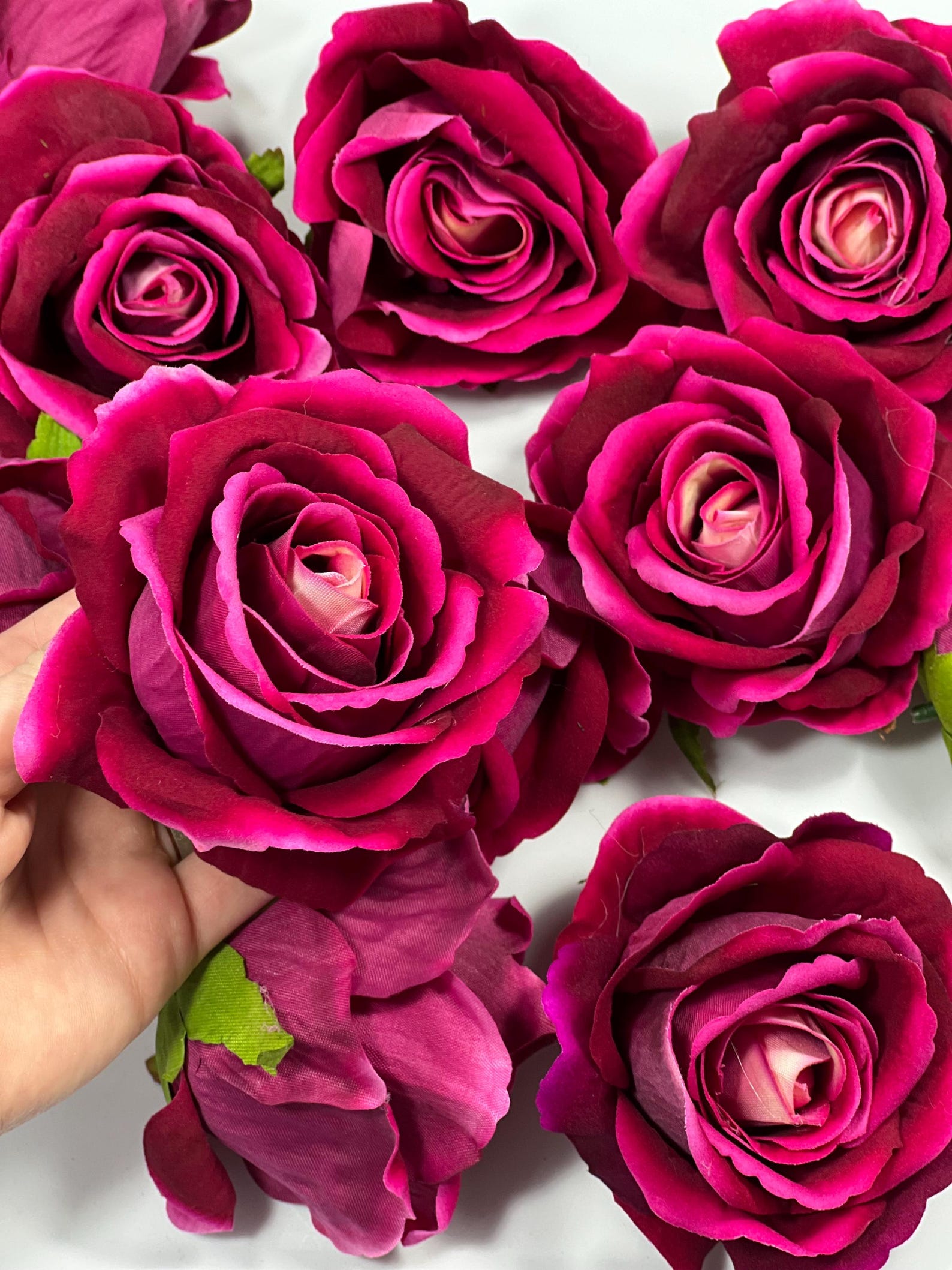 Magenta Rose Heads 3” Wedding Hot Pink Artificial Flowers Wedding Deep ...