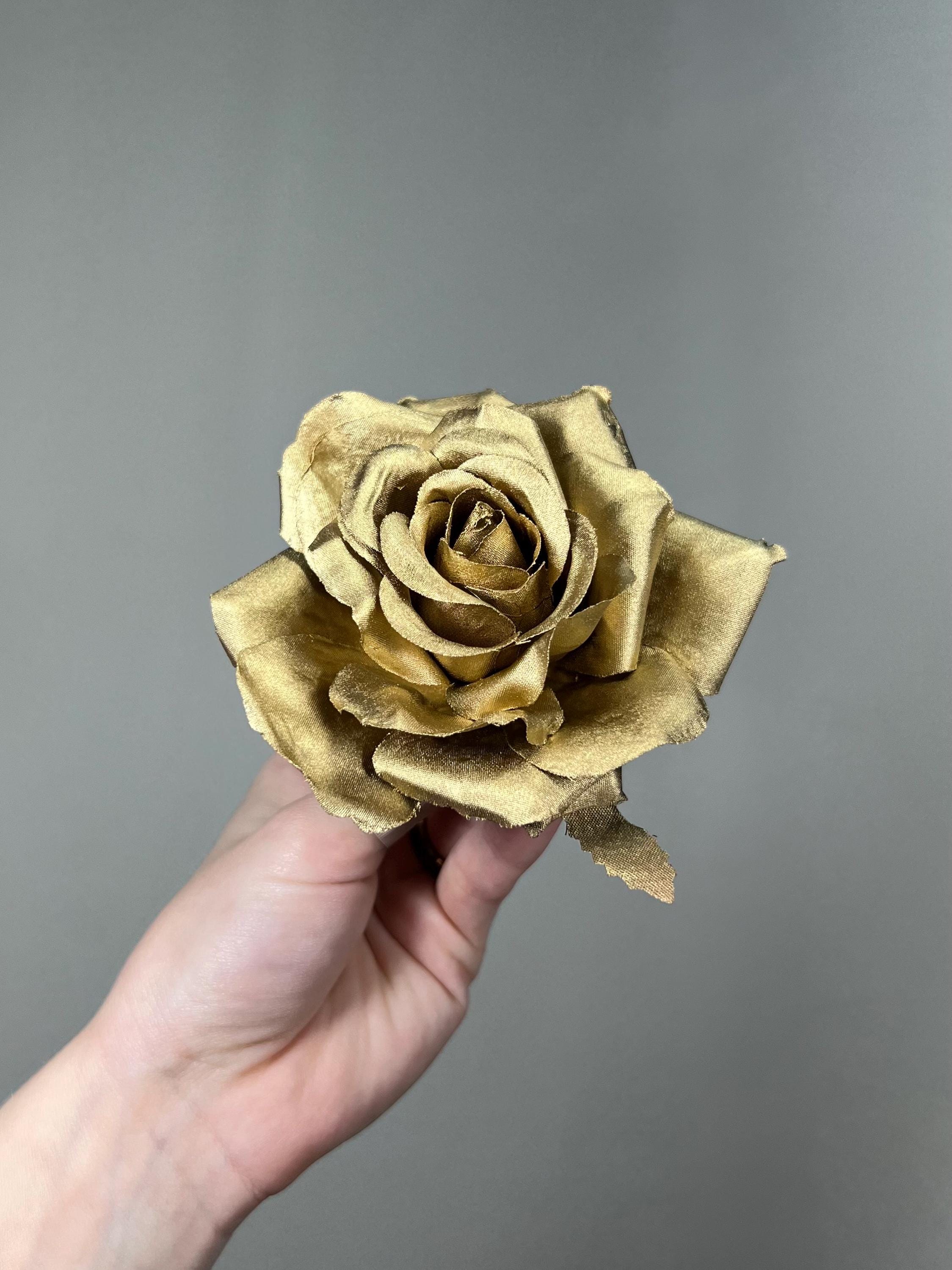 Metalic Paper Roses Rose Gold Flower Heads Wedding Rose Gold Artiticial Flowers Roses Craft ...