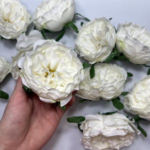 White Peony Artificial Flowers Head Rose White Cabbage Rose Ivory Wedding Fake Roses White Home Decor Flower White Wedding Supplies Craft