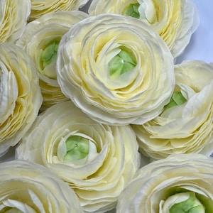 Cream Ranunculus Flower Heads Wedding Ivory Flowers Artificial DIY Craft Supplies Rununculus Heads Off-White Faux Decor Silk Flowers