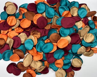 Teal Orange Petals Wedding Decor Flower Girl Petals Dark Teal Terracotta Burgundy Wedding Aisle Decor Flower Petals Brown Rust Confetti