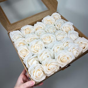 Champagne Flower Artificial Wedding DIY Craft Supplies Ivory Rose Wedding Cream Flower Head with Stem Fake Flowers Off-white  Rose Heads