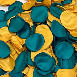 Pétalas de azul-petróleo para decoração de casamento, pétalas de flor para menina, azul-petróleo escuro, dourado, decoração de corredor de casamento, pétalas de flores, azul-petróleo, cerimônia, confete dourado