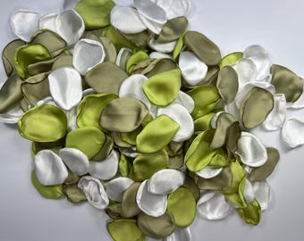Groen witte bloemblaadjes zijde bruiloft decor bloemenmeisje bloemblaadjes salie groen olijf gangpad bloemblaadjes appelgroen limoen ivoor decor confetti