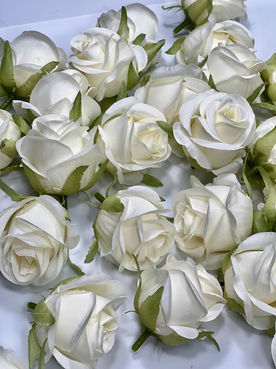 White Flower Head 1.5" Wedding Artificial Rose White Flower Small ...