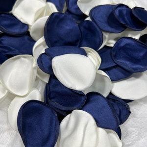 Pétalas brancas e azuis para decoração de casamento, pétalas de flores para meninas, azul marinho e branco, decoração para corredor de casamento, pétalas de flores, azul escuro, decoração de cerimônia, chá de panela