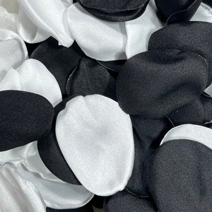Pétalas de flores pretas e brancas, decoração de casamento, pétalas de flores, preto e branco, decoração de corredor de casamento, pétalas de flores, preto, marfim, cerimônia, decoração, confetes