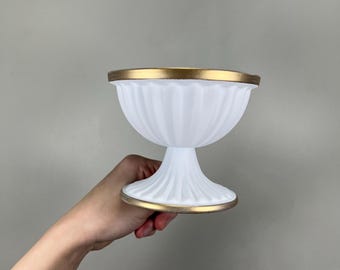 White Vase for Centerpiece Wedding Gold Vase Compote Metal Small Vase Flower Centerpiece Pedestal Vase Wedding Home Decor Gold Bowl Vase