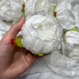 White Peony Artificial Flowers Head Rose White Cabbage Rose Ivory Wedding Fake Roses White Home Decor Silk Decorative Wedding