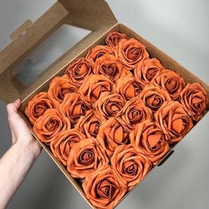 Burnt Orange Rose Artifical Wedding Orange Flower Heads with Stems Terracotta Artificial Flower Rose DIY Flowers Craft Supplies Burnt Orange