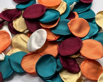 Teal Orange Burgundy Petals Wedding Decor Flower Girl Rose Petals Teal Blue Terracotta Wine Red Wedding Aisle Decor Flower Rust Confett