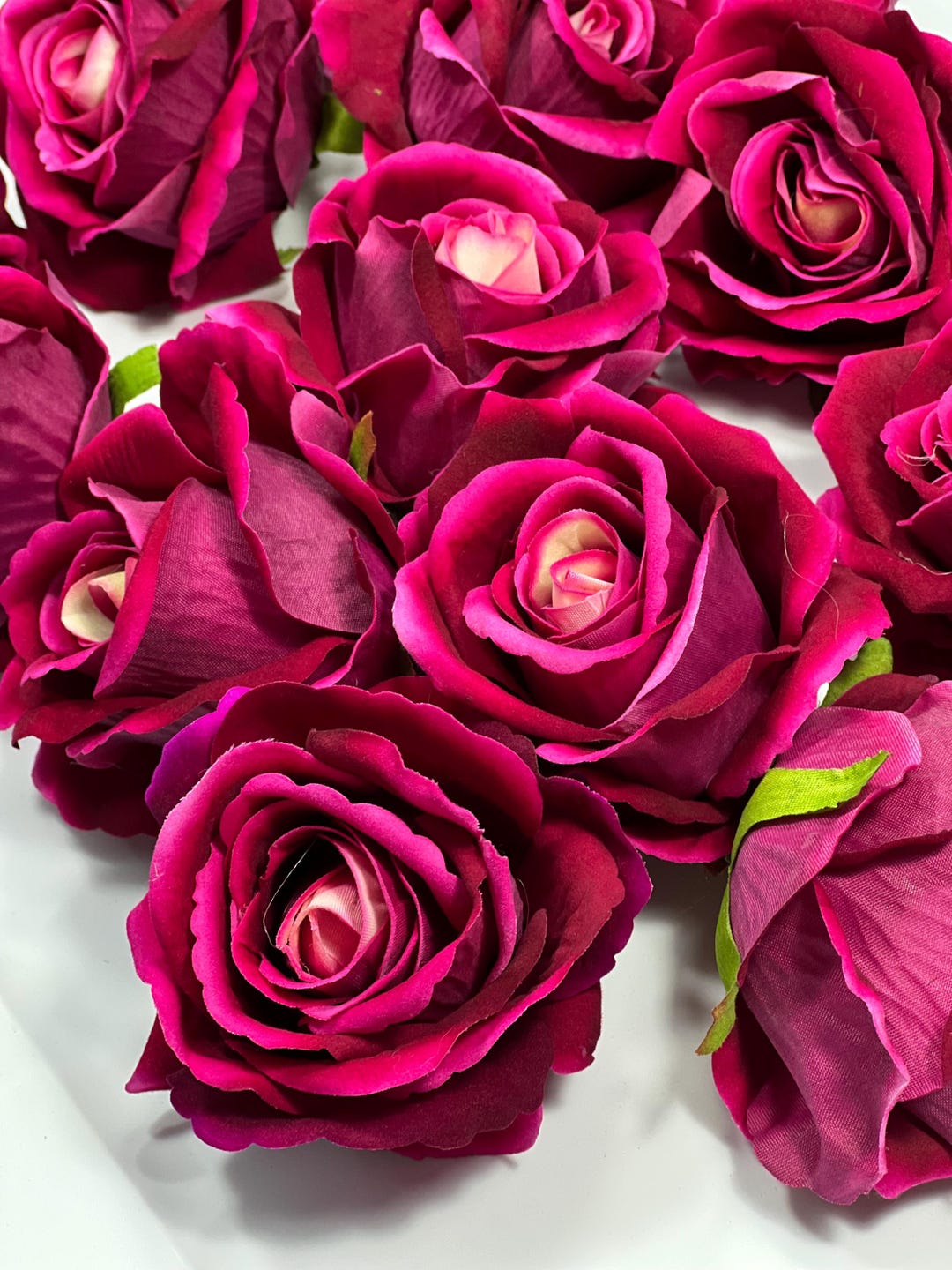 Magenta Rose Heads 3” Wedding Hot Pink Artificial Flowers Wedding Deep ...