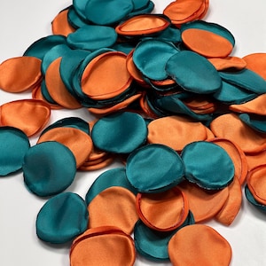 Teal Terracotta Petals Wedding Decor Peacock Petals Dark Teal Rust Wedding Aisle Decor Flower Petals Teal Blue Burn Orange Confetti