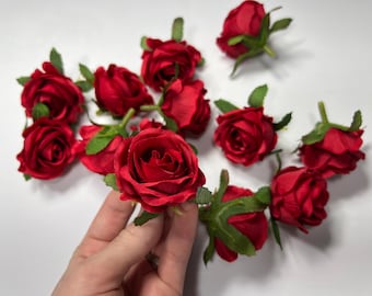 Red Rose Head Wedding Decor Dark Red Rose Christmas Red Small Rose Wedding DIY Craft Supplies Red Rose Head Home Decor