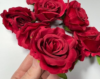 Red Rose Head 2 inch Wedding Decor Dark Red Rose Christmas Red Small Rose Wedding DIY Craft Supplies Red Rose Head Home Decor