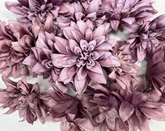 Purple Flower Heads 4“ Wedding Dark Purple Flower Heads Dahlia Deep Purple Wedding Craft Supplies Violet Artificial Dahlia Heads Dark Purple