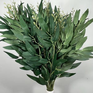 Bulk Artificial Willow Leaves 1 Bunch Bundle Dark Green Greenery Eucalyptus Stems Decor Wedding  Greenery Faux Foliage Willow Craft Supplies
