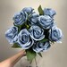 Dusty Blue Roses Artificial Flower Heads With Stem Light Blue Wedding ...