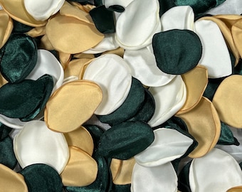 Groene bloemblaadjes gouden bruiloft decor bloemenmeisje bloemblaadjes smaragdgroen witte bruiloft gangpad decor bloemblaadjes gouden bosgroene confetti