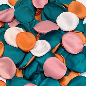 Teal Orange Petals Wedding Decor Flower Girl Petals Dark Teal Terracotta Aisle Decor Dusty Rose Flower Petals Teal Pink Confetti