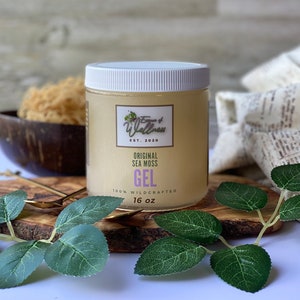 Original Organic Sea Moss Gold Gel 16oz, 100% Wild Crafted Seamoss Gel, Health and Wellness Sea Moss Capsules
