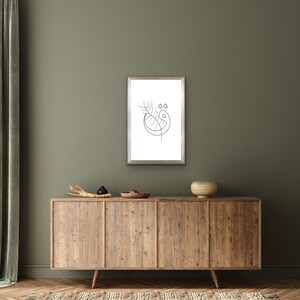 Árabe Urdu Carta y Flores Arte Descargable Digital Floral Minimalista Imprimible Arte de pared - Qaf (Q)
