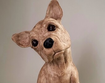 Handmade Boston Terrier Clay Sculpture, Dog Lover Gift