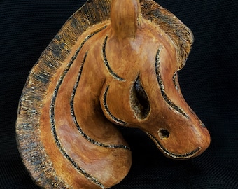Hand-Built Stoneware Clay Horse Head Sculpture