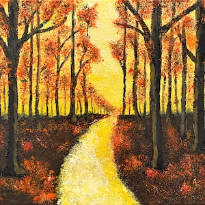 Painting, Acrylic painting, sunset painting, colorful sunset, landscapes, landscape painting, fall painting, trees, sunset, colorful