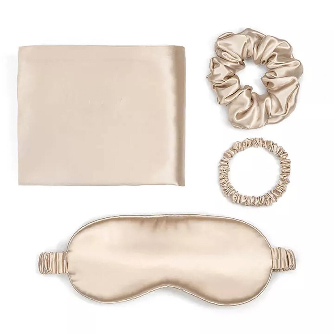 Sailia Design Satin Eye Mask Silk Eye Mask and Scrunchie Silk Pillow
