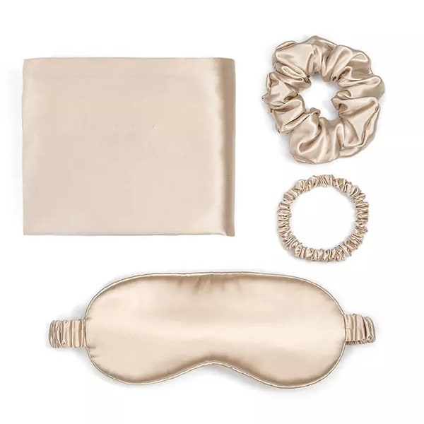 Sailia Design Satin eye mask silk eye mask and scrunchie silk pillow case 100% pure mulberry silk pillowcase set gift set