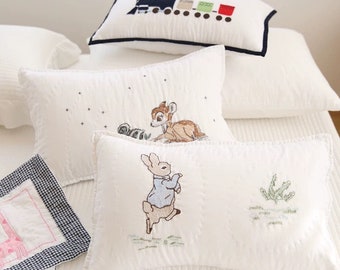 Sailia Design cartoon embroidery cute children's pillowcase hand quilted cotton pillowcase single pillowcase 30 * 50cm